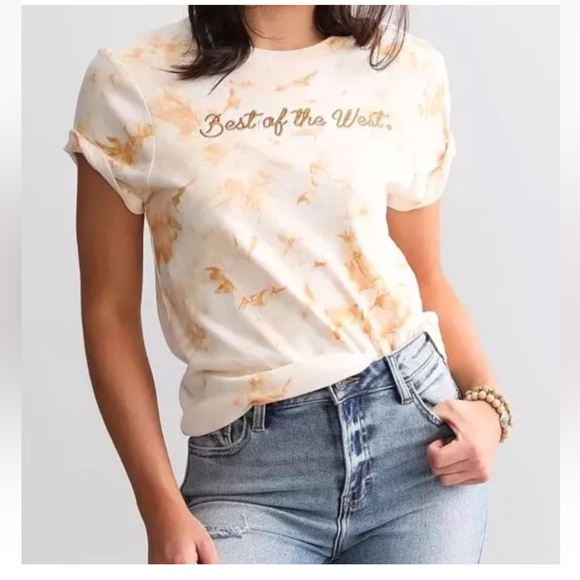 Sterling & Stitch Best Of The West Tie Dye Cream Cropped T Shirt NWOT Size XS - Picture 1 of 10